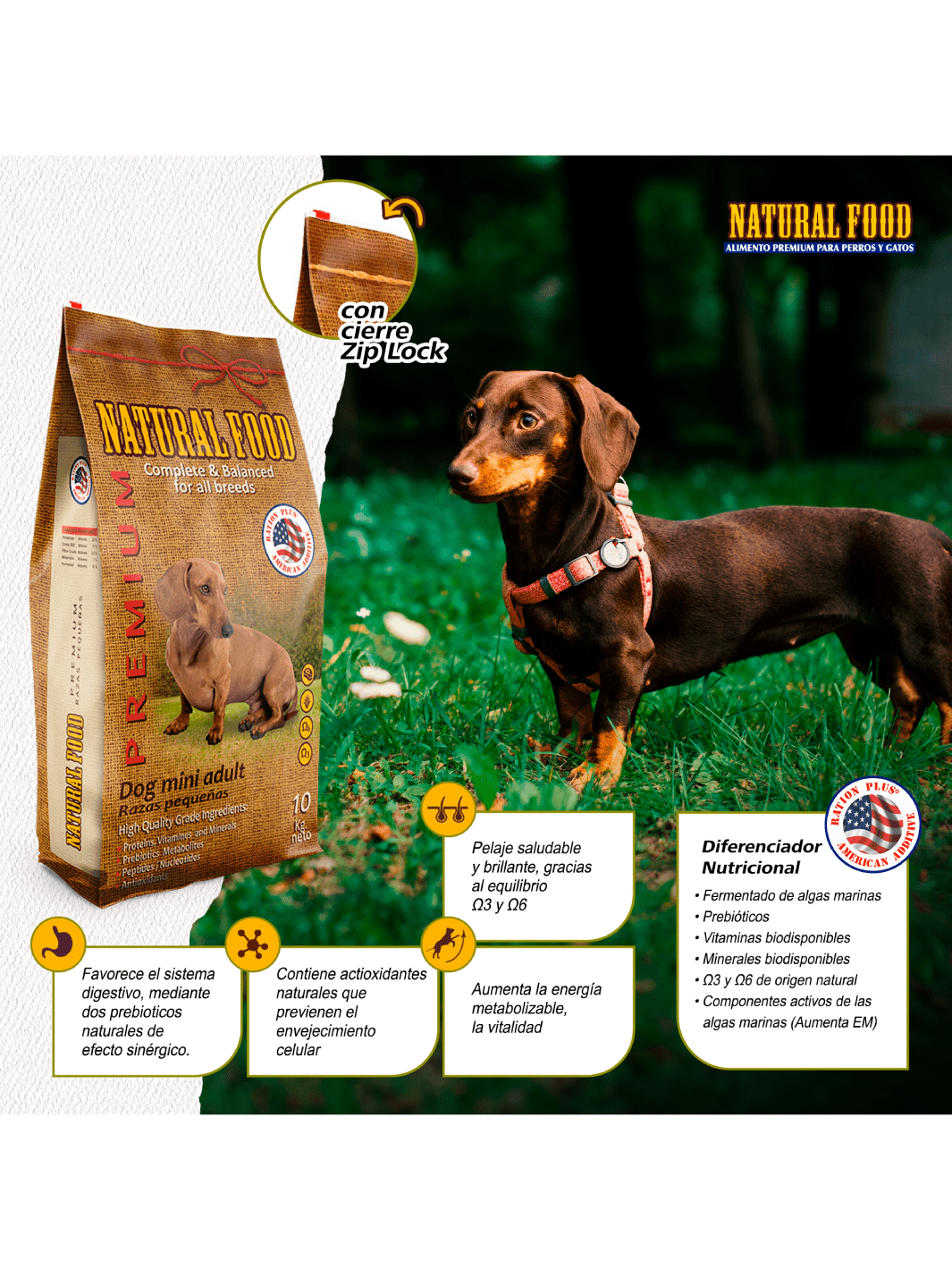 Alimento Natural Food Premium Perro Adulto Raza Pequeña 10Kg - Animal Republic Chile