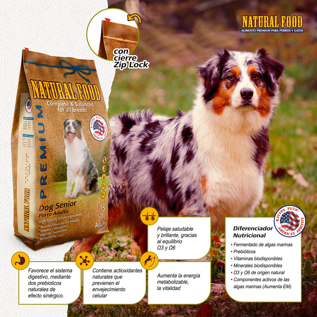 Alimento Natural Food Premium Perro Adulto Senior 15 Kg - Animal Republic Chile
