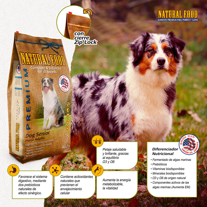Alimento Natural Food Premium Perro Adulto Senior 15 Kg - Animal Republic Chile